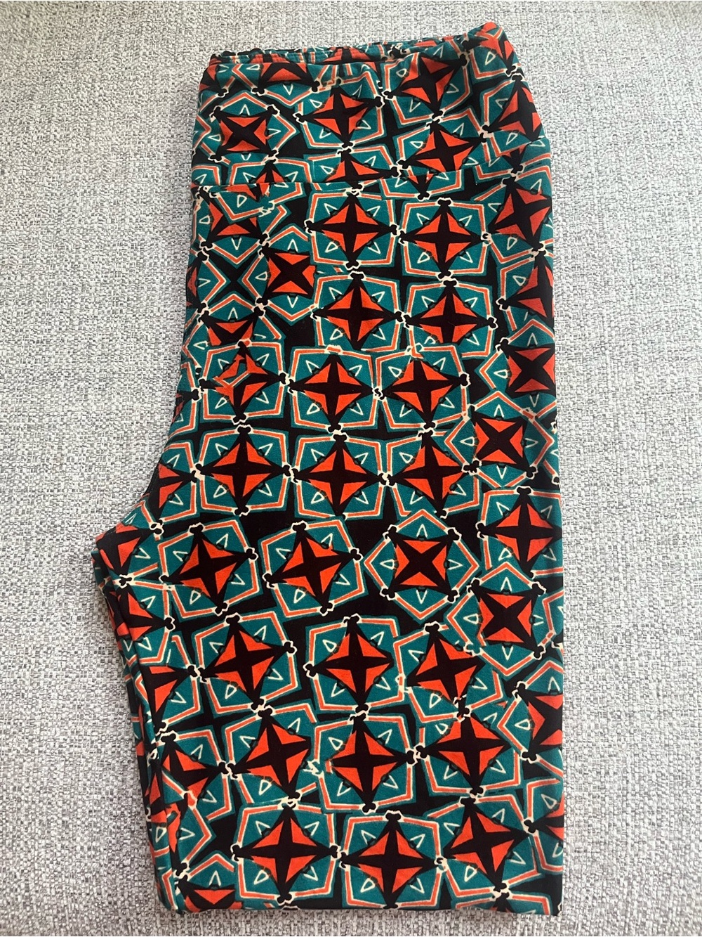 LuLaRoe TC Star Geometric Leggings - Teal & Orange